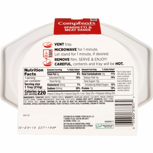 Hormel® Compleats Spaghetti & Meat Sauce Perspective: back