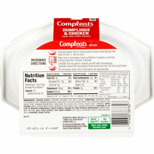 Hormel Compleats® Chicken & Dumpling Microwave Tray Perspective: back