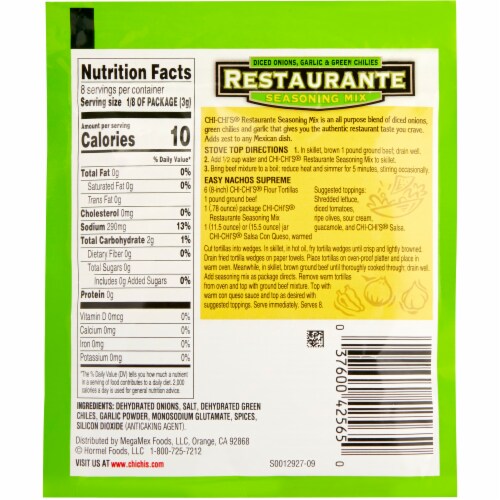 Chi-Chi's® Restaurante Seasoning Mix Perspective: back