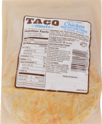 Hormel Taco Meat Shredded Chicken Perspective: back