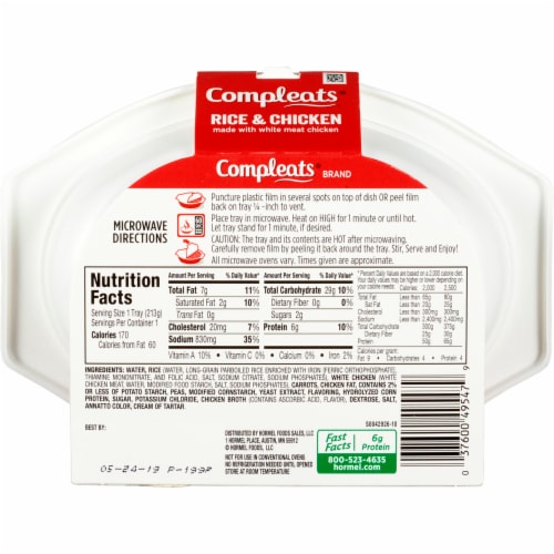 Hormel® Compleats® Rice & Chicken Microwave Meal Perspective: back