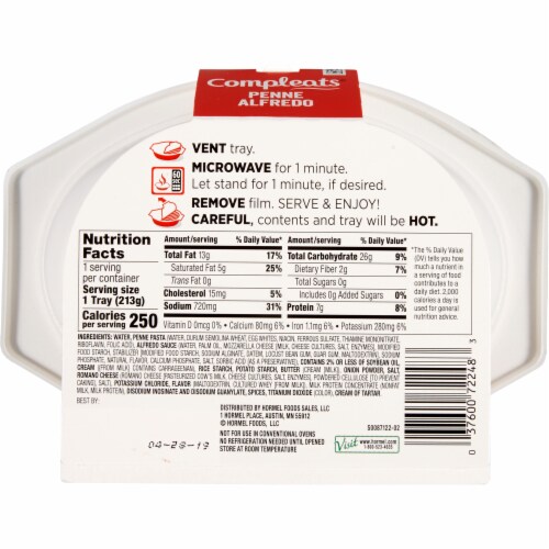 Hormel® Compleats® Penne Alfredo Meal Microwave Tray Perspective: back