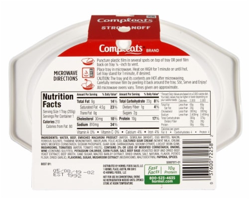 Hormel Compleats® Stroganoff with Beef and Noodles Perspective: back