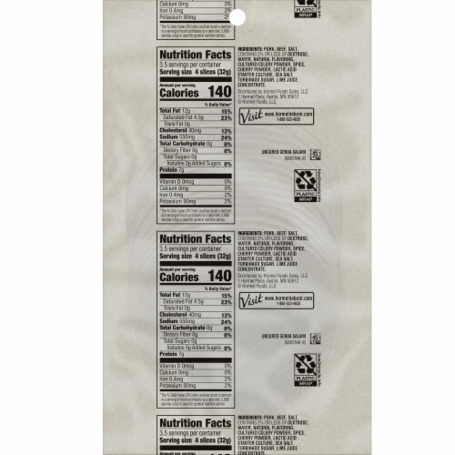 HORMEL NATURAL CHOICE Uncured Genoa Salami Perspective: back