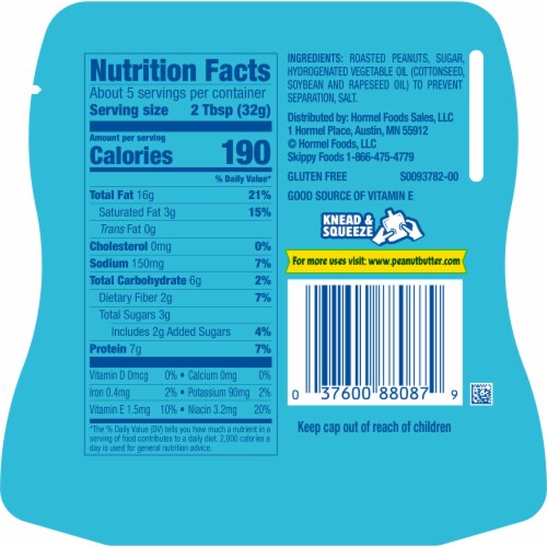 Skippy® Creamy Peanut Butter Squeeze Pack Perspective: back