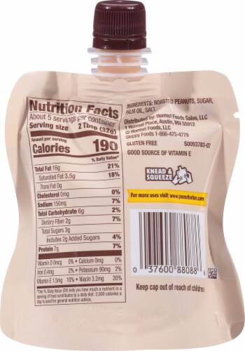 Skippy® Natural Creamy Peanut Butter Spread Squeeze Pack Perspective: back