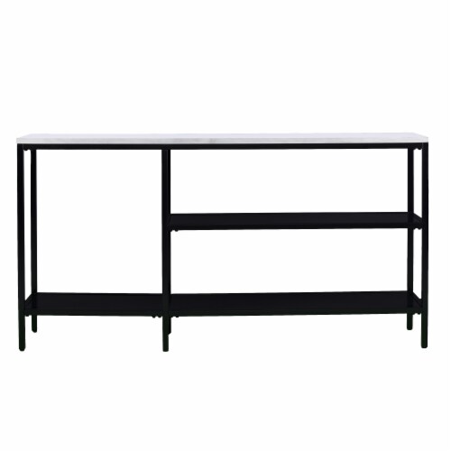 Holly and Martin Corman Narrow Faux Marble Console Table in Black