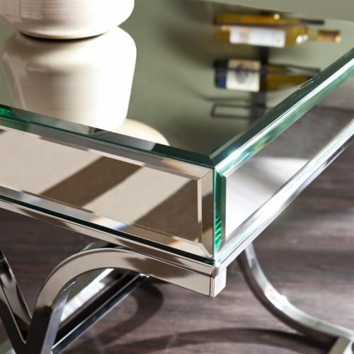 SEI Furniture Ava Mirrored End Table in Chrome Perspective: back