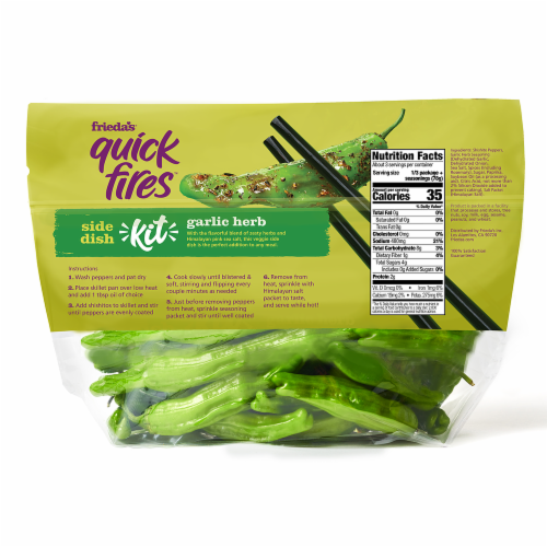 Frieda’s Quickfires™ Shishito Peppers Garlic Herb Meal Kit Perspective: back