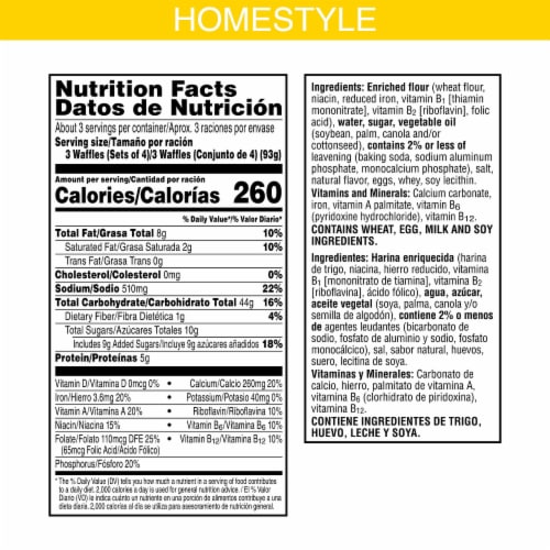 Kellogg's® Eggo® Minis Homestyle with Maple Flavor Frozen Waffles Perspective: back