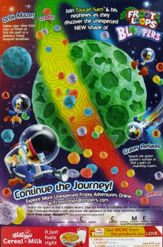 Kellogg's® Froot Loops Bloopers™ Loops Cereal 9.3 oz. Box Perspective: back