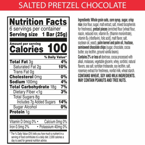 Kellogg's Special K Salted Pretzel Chocolate Chewy Snack Bars Perspective: back