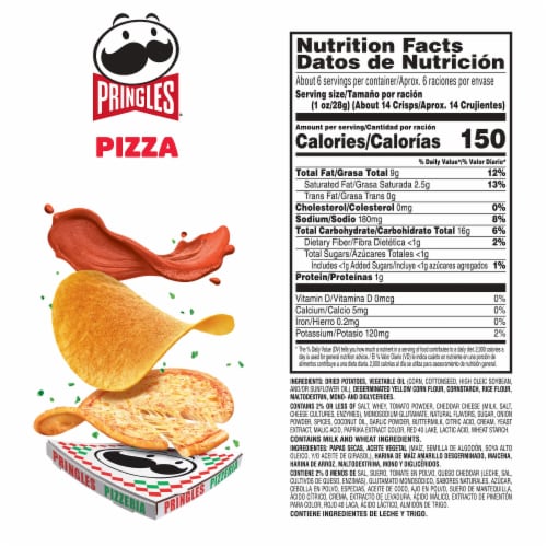 Pringles® Pizza Potato Crisps Chips Perspective: back