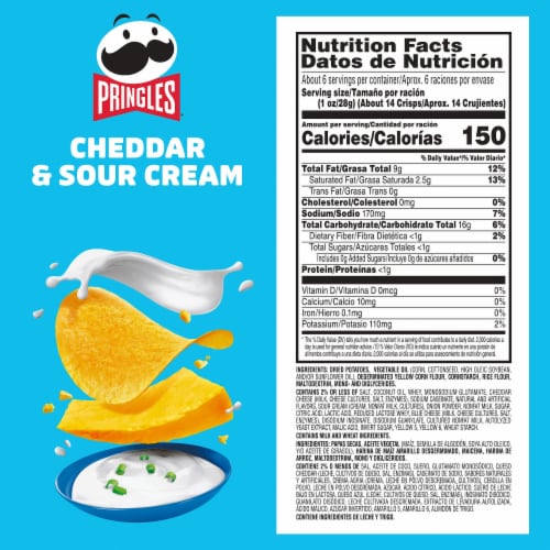Pringles® Cheddar and Sour Cream Potato Crisps Chips Perspective: back