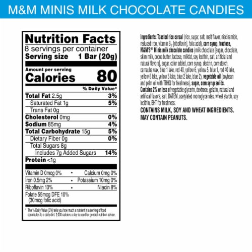 Kellogg's Rice Krispies Treats Marshmallow Snack Bars M&M's Minis Perspective: back
