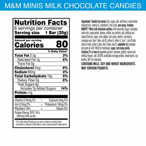 Kellogg's Rice Krispies Treats Marshmallow Snack Bars M&M's Minis Perspective: back