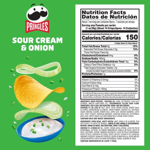 Pringles® Sour Cream and Onion Potato Crisps Chips Perspective: back
