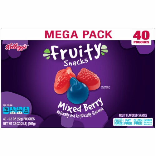 Kellogg's Mixed Berry Flavored Fruity Snacks Perspective: back