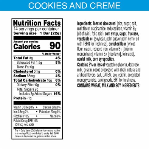 Kellogg's Rice Krispies Treats Cookies'n'Creme Marshmallow Snack Bars Perspective: back