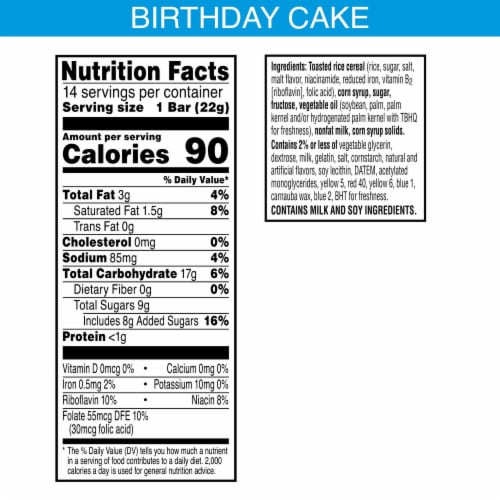 Kellogg's Rice Krispies Treats Birthday Cake Marshmallow Snack Bars Perspective: back