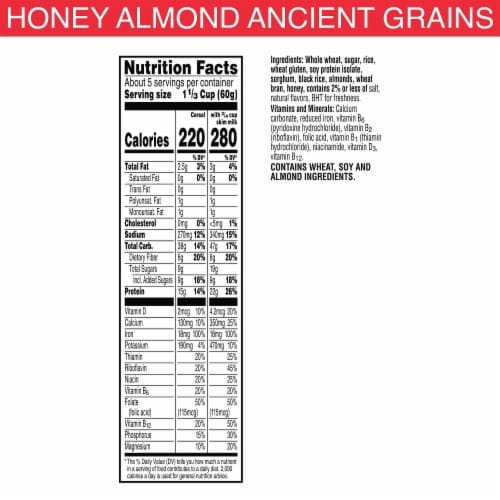 Kellogg's Special K Protein Breakfast Cereal Honey Almond Ancient Grains Perspective: back