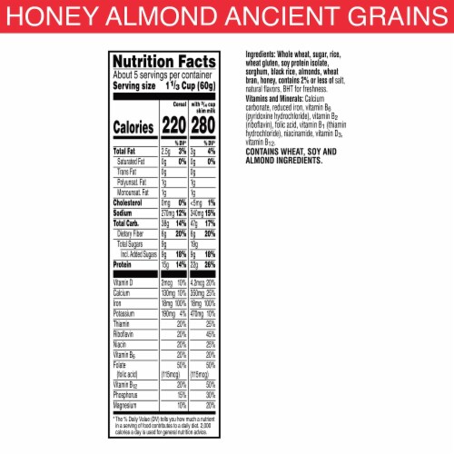 Kellogg's Special K Protein Breakfast Cereal Honey Almond Ancient Grains Perspective: back
