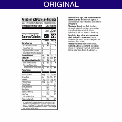 Kellogg's® Cocoa Krispies Family Size Cereal Perspective: back