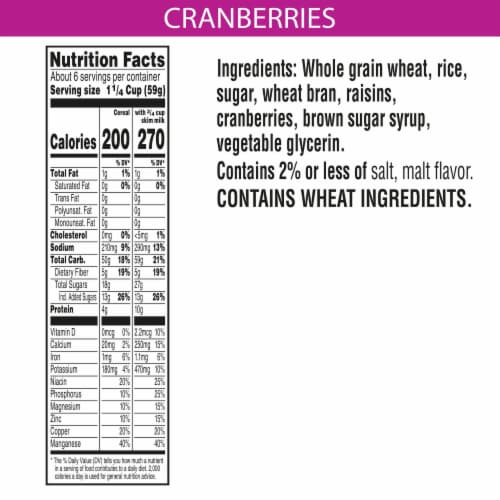Kellogg's® Raisin Bran with Cranberries Cereal Perspective: back
