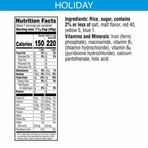Kellogg's® Rice Krispies Holiday Colors Cereal Perspective: back