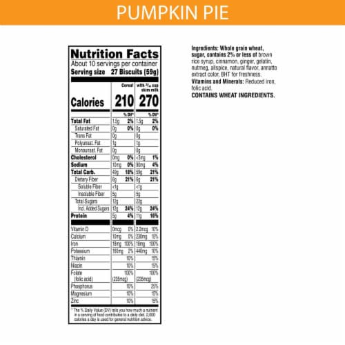 Kellogg's Frosted Mini Wheats Pumpkin Pie Spice Cold Breakfast Cereal Family Size Perspective: back