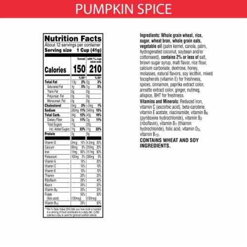 Kellogg's Special K Pumpkin Spice Cold Breakfast Cereal Family Size Perspective: back