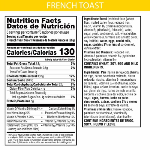 Eggo® Thick and Fluffy Classic Frozen French Toast Perspective: back