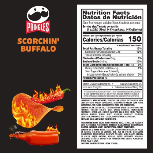 Pringles® Scorchin' Buffalo Potato Crisps Chips Perspective: back
