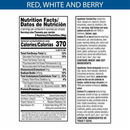 Pop-Tarts Red White and Blueberry Toaster Pastries Perspective: back