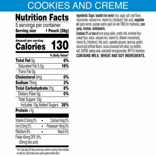 Kellogg's Rice Krispies Treats Snap Crackle Poppers Cookies n' Crème Crispy Marshmallow Squares Perspective: back