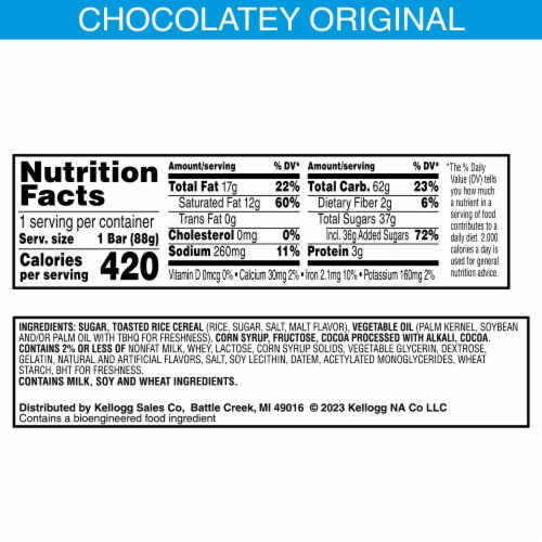 Kellogg's Rice Krispies Treats Dunk'd Chocolatey Marshmallow Treat Bars Perspective: back