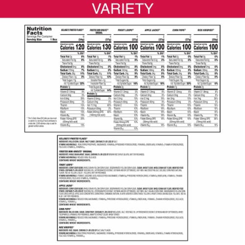 Kellogg's Assortment Pack Variety Pack Cold Breakfast Cereal Perspective: back