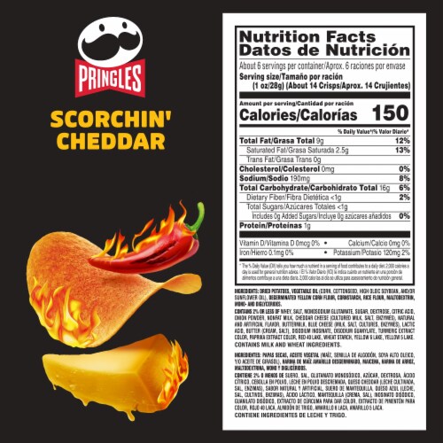 Pringles® Scorchin' Cheddar Potato Crisps Chips Perspective: back