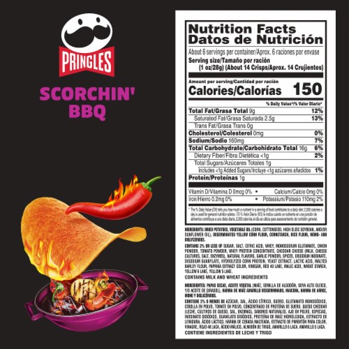 Pringles Scorchin' BBQ Potato Crisps Chips Perspective: back