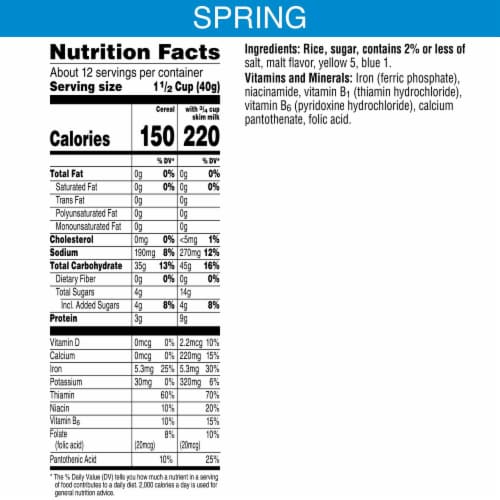 Kellogg's Rice Krispies Original with Spring Colors Breakfast Cereal Family Size Perspective: back
