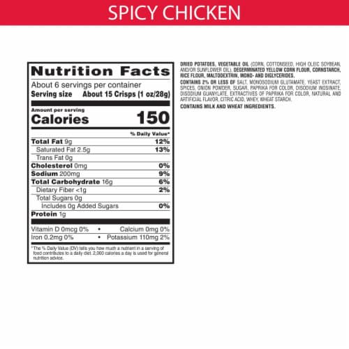Pringles Wendy's Spicy Chicken Flavored Potato Crisps Chips Perspective: back