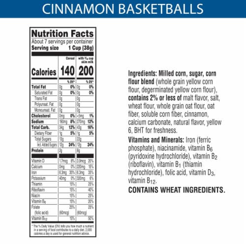 Kellogg's Frosted Flakes Crispy Cinnamon Basketballs Breakfast Cereal Perspective: back