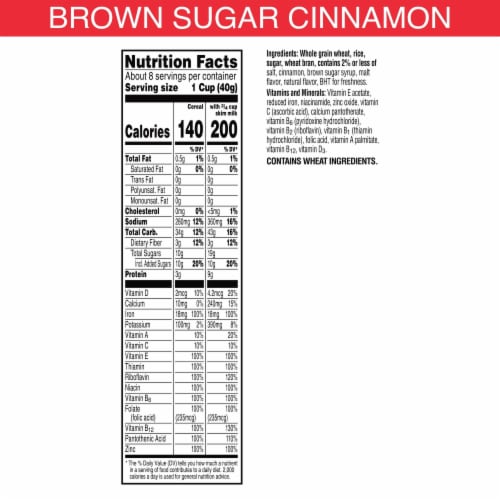 Kellogg's Special K Brown Sugar Cinnamon Cold Breakfast Cereal Perspective: back