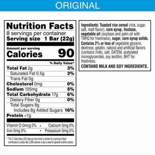 Rice Krispies Treats Original Single Serve Crispy Marshmallow Squares Perspective: back