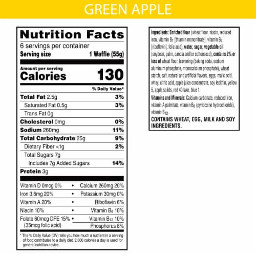 Kellogg's® Dragon Green Apple Frozen Waffles Perspective: back