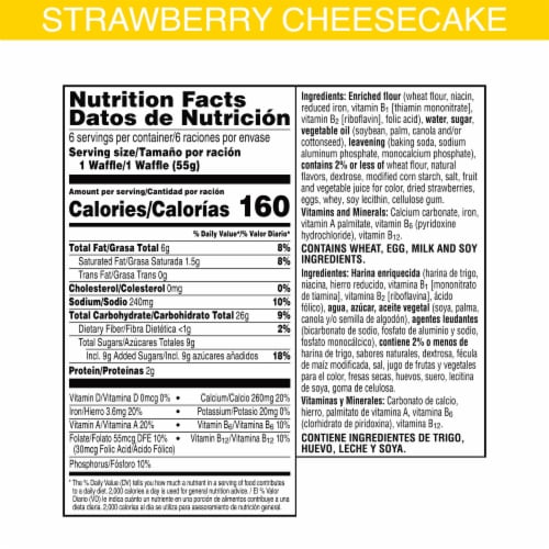 Eggo® Thick and Fluffy Strawberry Cheesecake Frozen Waffles Perspective: back