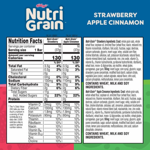 Kellogg's Nutri-Grain Breakfast Bars Variety Pack Perspective: back