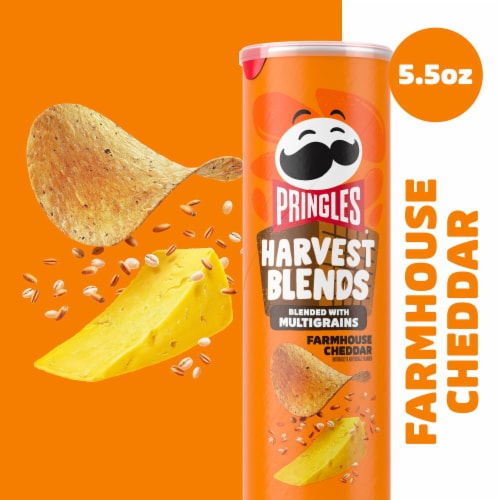Pringles® Harvest Blends Farmhouse Cheddar Potato Crisps Chips Perspective: back