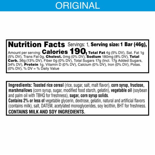 Kellogg's Rice Krispies Treats Homestyle Original Crispy Marshmallow Squares Perspective: back
