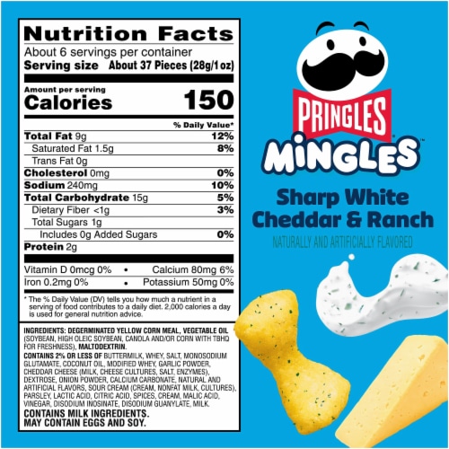 Pringles® Mingles Sharp White Cheddar and Ranch Puffed Snacks Perspective: back